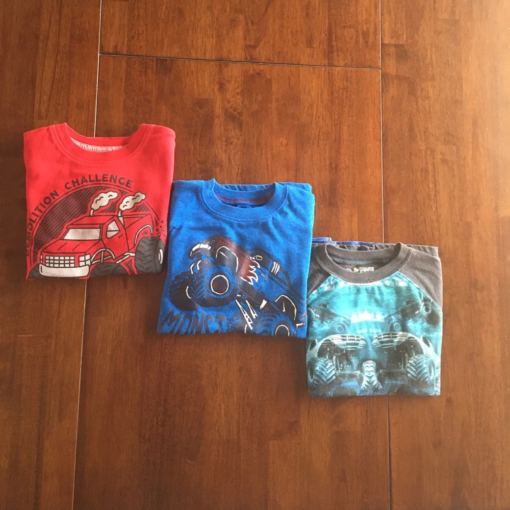 Boys monster truck long sleeve shirts bundle